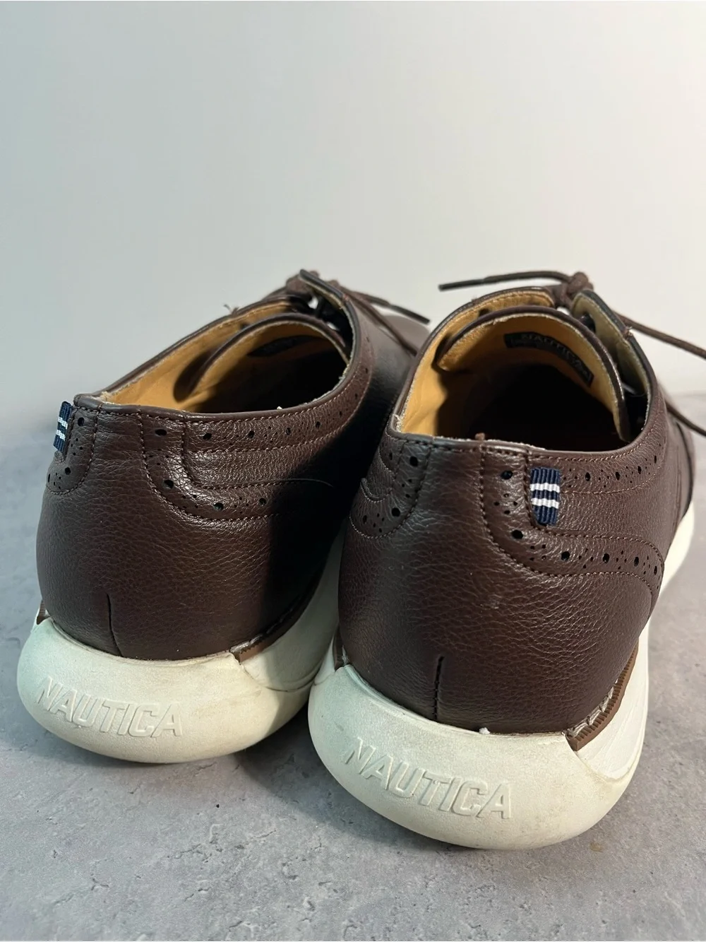 Nautica Brown Leather Wingtip Oxford Shoes Comfortable Dress Casual Men’s 10.5
